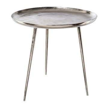 Table d'appoint UMAIZA en aluminium, argent, 56cm, Ø59cm Table d'appoint UMAIZA en aluminium, argent, 56cm, Ø59cm