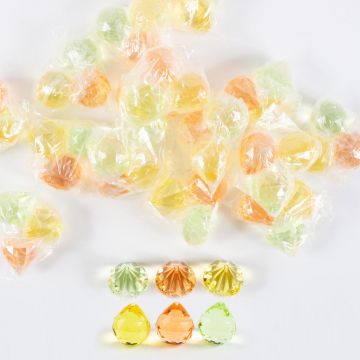 Pierres décoratives pendentif en acrylique LUVANA, boule diamant, 48 pièces, jaune-orange-vert, 4cm