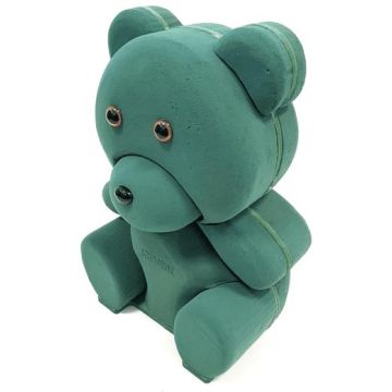 OASIS Mousse à piquer humide Ours en peluche 3D ZAMARA, support en bois Bioline, vert, 40x28x18cm