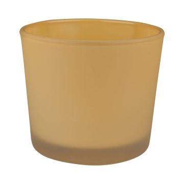 Cache-pot en verre ALENA FROST, jaune sable mat, 11cm, Ø11,5cm