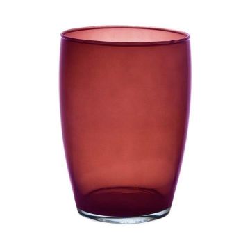 Vase rond en verre HENRY, rouge-transparent, 20cm, Ø14cm