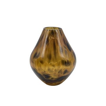 Vase en verre bombé RUSSELL, motif léopard, brun-transparent, 15cm, Ø12cm