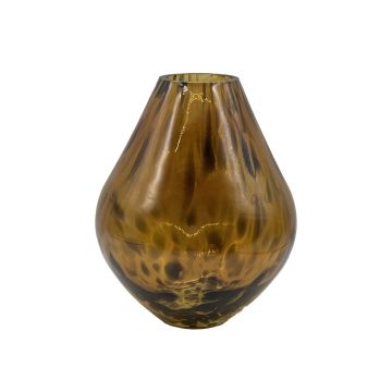 Vase en verre bombé RUSSELL, motif léopard, brun-transparent, 22cm, Ø17cm