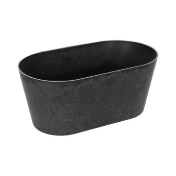 Pot de fleurs ovale LIMANI en plastique, noir, 20x10x10,8cm