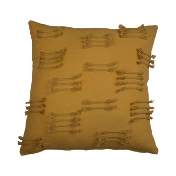 Coussin décoratif ANISHA, jaune moutarde, avec volants, 45x45cm