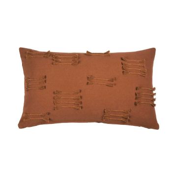 Coussin décoratif ANISHA, marron café, avec volants, 50x30cm