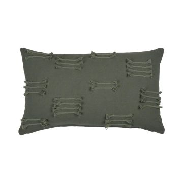 Coussin décoratif ANISHA, vert gazon, avec volants, 50x30cm