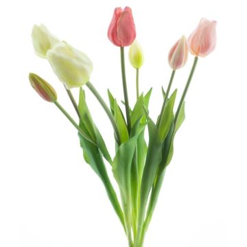 Bouquet de tulipes décoratives LONA, crème-rose-fuchsia, 45cm, Ø20cm