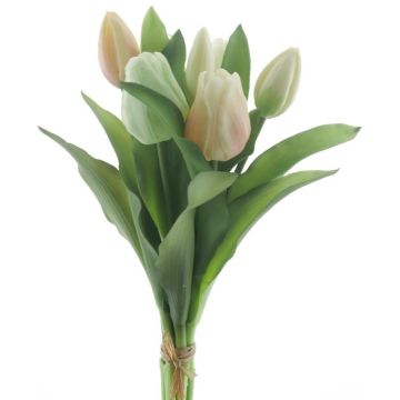 Bouquet de tulipes décoratives LONA, jaune-crème-vert, 30cm, Ø20cm