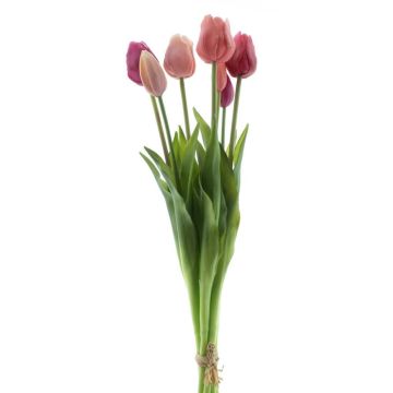 Bouquet de tulipes décoratives LONA, rose-fuchsia-crème, 45cm, Ø20cm