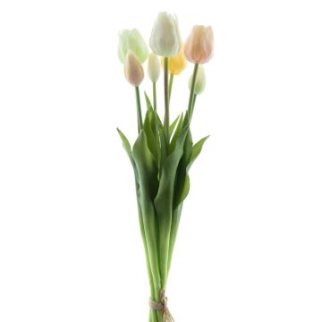 Bouquet de tulipes décoratives LONA, jaune-crème-vert, 45cm, Ø20cm