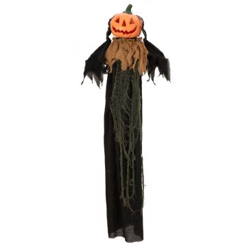 Figurine décorative d'Halloween citrouille fantôme VOLMAR, fonction sonore et mouvement, LEDs, 115cm