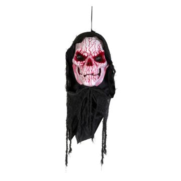 Sang tête de mort d'Halloween FRANKY, suspendue, fonction sonore, LED, 80cm