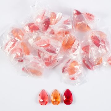 Pierres décoratives pendentif en acrylique LUVANA, diamant, 48 pièces, rouge-rouge foncé-orange, 4cm
