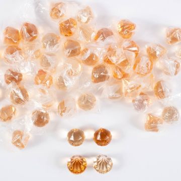 Pierres décoratives pendentif en acrylique LUVANA, boule diamant, 48 pièces, abricot-orange, 4cm