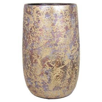 Vase décoratif au style vintage MAGO en céramique, aspect balayage, doré, 30cm, Ø19cm