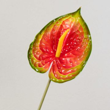Anthurium artificiel JASMINA, vert et rouge, 75cm, 14x18cm