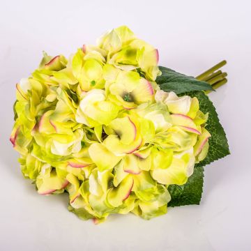 Bouquet d'hortensias en tissu KLARA, jaune-vert, 30cm, Ø18cm