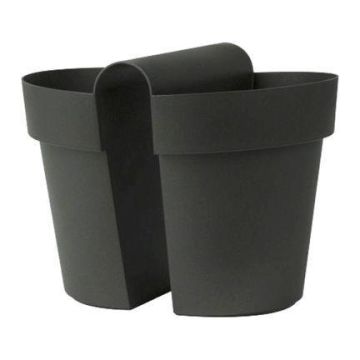 Pot à plantes pour balustrade de balcon VINAYA, en plastique, anthracite, 33x25x26cm