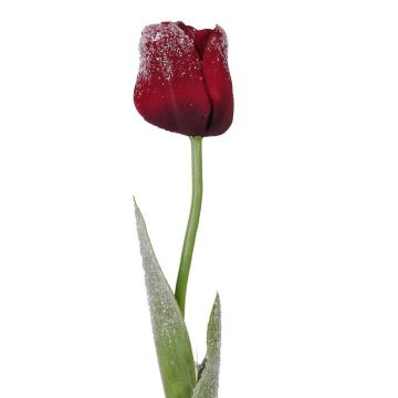 Tulipe artificielle PILVI, givrée, rouge foncé, 65cm, Ø5cm