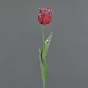 Tulipe artificielle PILVI, givrée, rouge, 65cm, Ø5cm