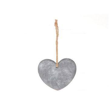 Suspension de cœur décorative LILU en pierre, gris, 13x11,5x1cm