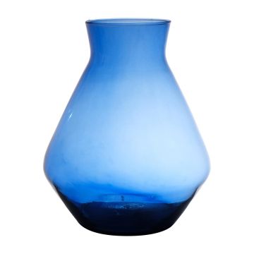 Vase à fleurs RAMUNDA en verre recyclé, bleu-transparent, 25cm, Ø19cm