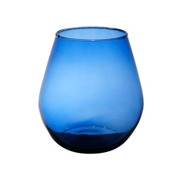 Photophore en verre EDUARDINA, recyclé, bleu-transparent, 20cm, Ø19cm