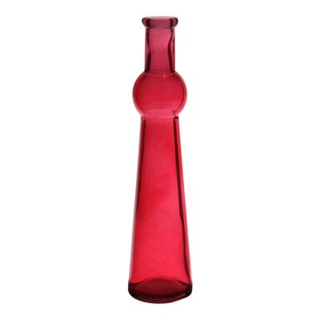 Vase bouteille REYNALDO en verre, rouge-transparent, 23cm, Ø5,5cm