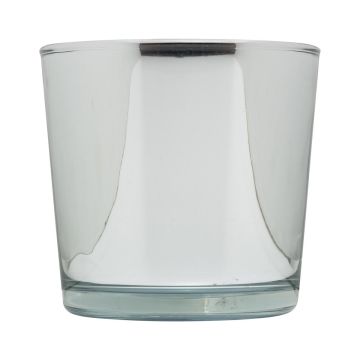 Cache-pot en verre ALENA SHINY, argent brillant, 11cm, Ø11,5cm