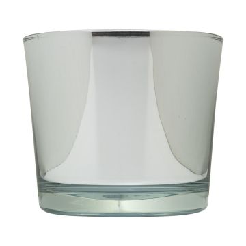Cache-pot en verre ALENA SHINY, argent brillant, 12,5cm, Ø14,5cm