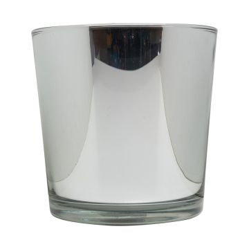 Cache-pot en verre ALENA SHINY, argent brillant, 19cm, Ø19cm