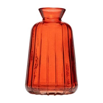 Bouteille décorative en verre EMILIANO avec rainures, orange-transparent, 10,7cm, Ø6,5cm
