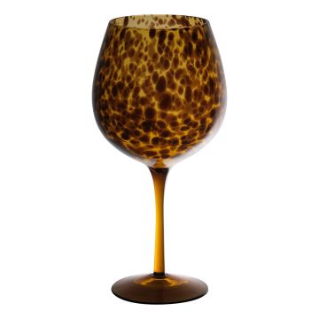 Verre à vin rouge RUSSELL, motif léopard, brun-transparent, 23,5cm, Ø9,5cm
