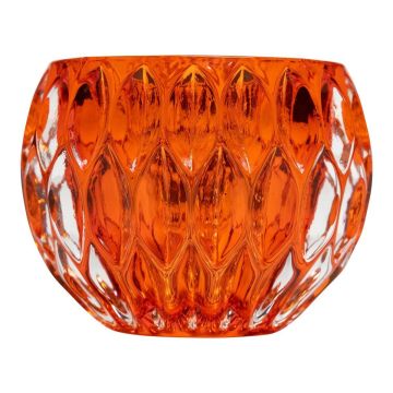 Verre à bougie sphérique ROLANDO avec motif, orange-transparent, 6cm, Ø8cm