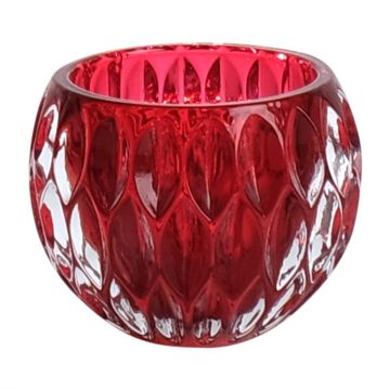 Verre à bougie sphérique ROLANDO avec motif, rouge-transparent, 6cm, Ø8cm