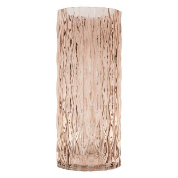 Vase à fleurs en verre MIRIAN avec structure, taupe-transparent, 30cm, Ø12,8cm