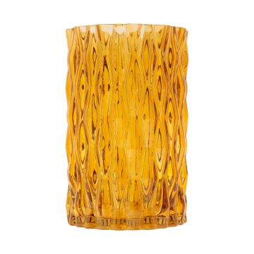 Vase à fleurs en verre MIRIAN avec structure, jaune-transparent, 20cm, Ø12,8cm