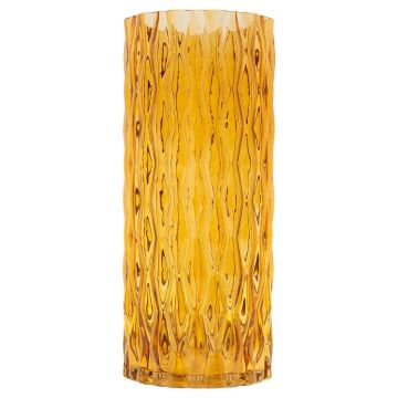 Vase à fleurs en verre MIRIAN avec structure, jaune-transparent, 30cm, Ø12,8cm