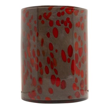 Vase cylindrique en verre RUSSELL, motif léopard, brun-orange-transparent, 25cm, Ø19cm