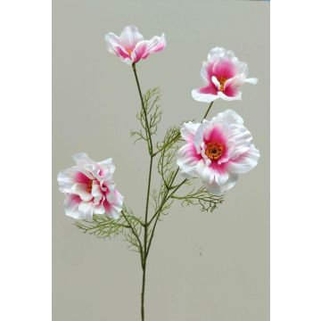 Branche de fleurs artificielle PRESTIOSA, blanc-rose, 75cm