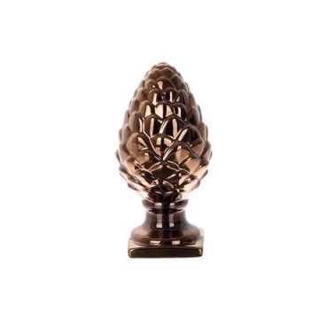 Figurine décorative Pomme de pin au style vintage EUWIN sur socle, cuivre, 11x11x22cm