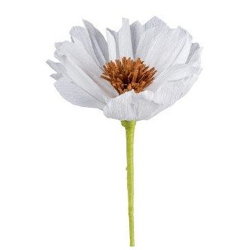 Fleur artificielle Pivoine NOSFIN en papier, blanc, 45cm