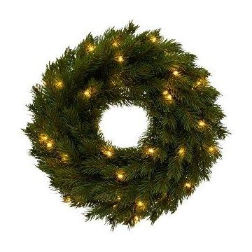Couronne décorative de sapin JOTRA, LEDs, pile, crossdoor, vert, Ø40cm