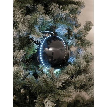Boule de Noël LED LUVELIA, 5 pièces, noir brillant, Ø8cm