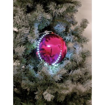 Boule de Noël LED LUVELIA, 5 pièces, rose fuchsia brillant, Ø8cm