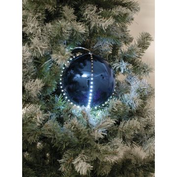 Boule de Noël LED LUVELIA, 5 pièces, bleu foncé brillant, Ø8cm