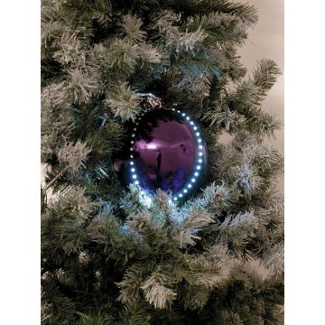 Boule de Noël LED LUVELIA, 5 pièces, violet brillant, Ø8cm