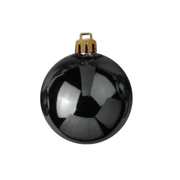 Boule de Noël TEODORA, 6 pièces, noir brillant, Ø7cm