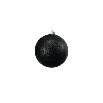 Boule de Noël ABELIA, 4 pièces, paillettes, noir, Ø10cm